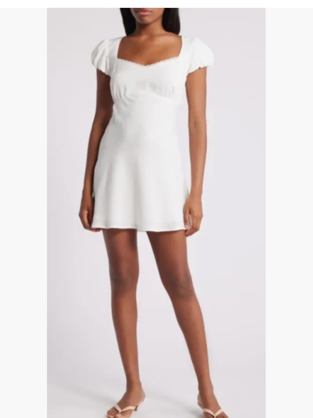 All in Favor Puff Sleeve Sweetheat Neck Dress in Ivory at Nordstrom m